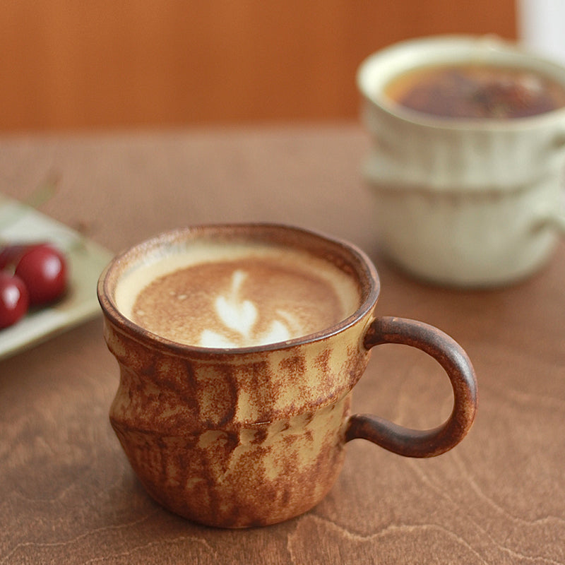 Japanese Retro Wabi Sabi Style Coffee Cup - Irregular Handmade Coarse Pottery