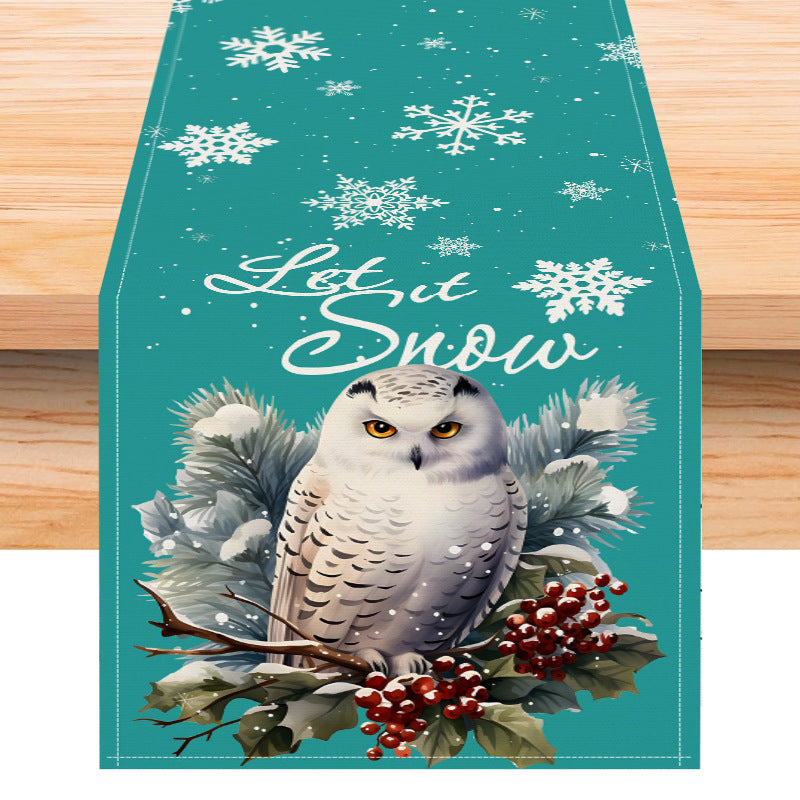 Owl Linen Table Flag Christmas Day Table Decoration Tablecloth Kitchen Restaurant Tablecloth Tea Table Cloth Julia M Home & Kitchen