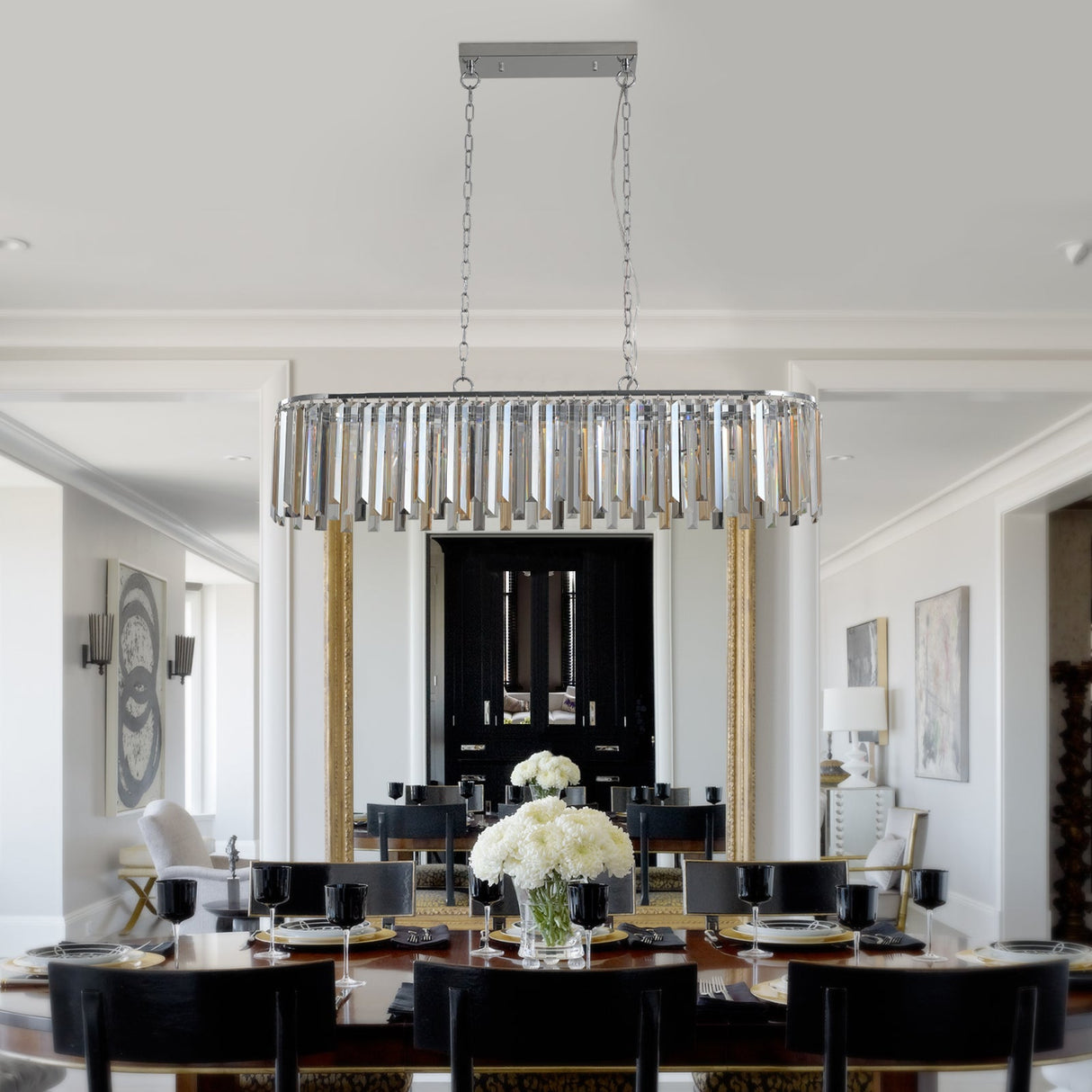 Modern Oval Crystal ceiling chandelier Luxury Home Decor Light Fixture Julia M Home & Kitchen