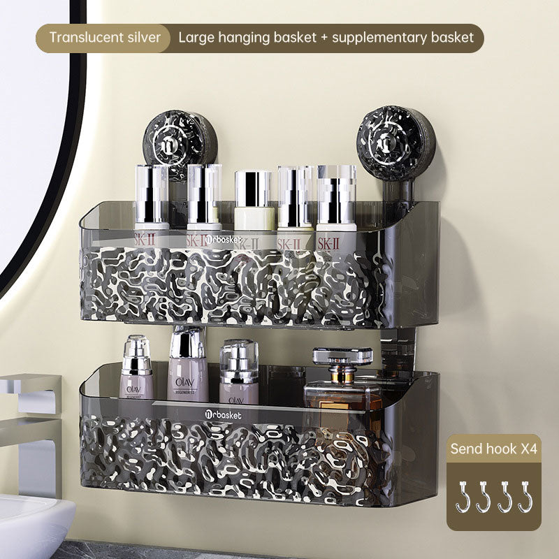 Suction tray rack bathroom shelf no punch bathroom wash table hanging basket wall hanging wall receiving rack Julia M Home & Kitchen