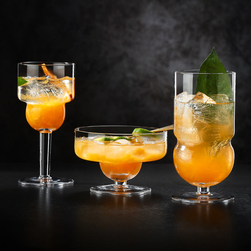 Elegant Glass Stemware for Coffee, Fruit Tea, and Beverages