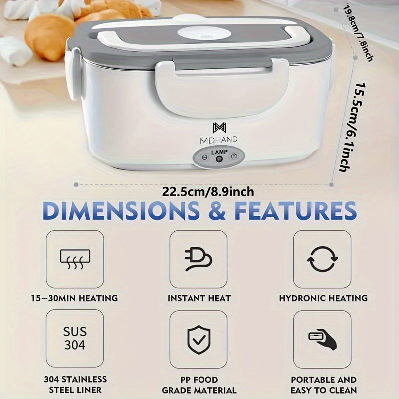 Electric Lunch Box Heater - Fast Heating Portable Food Container with Fork, Spoon, and Delivery Bag Julia M LifeStyles