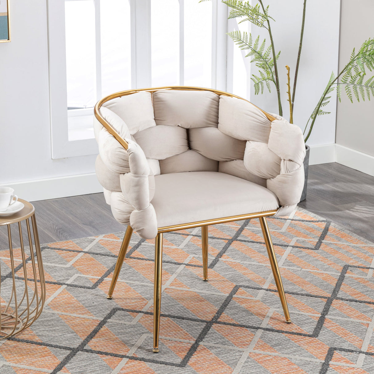 Luxury modern simple leisure velvet single sofa chair bedroom manicure table back chair beige Julia M Home & Kitchen