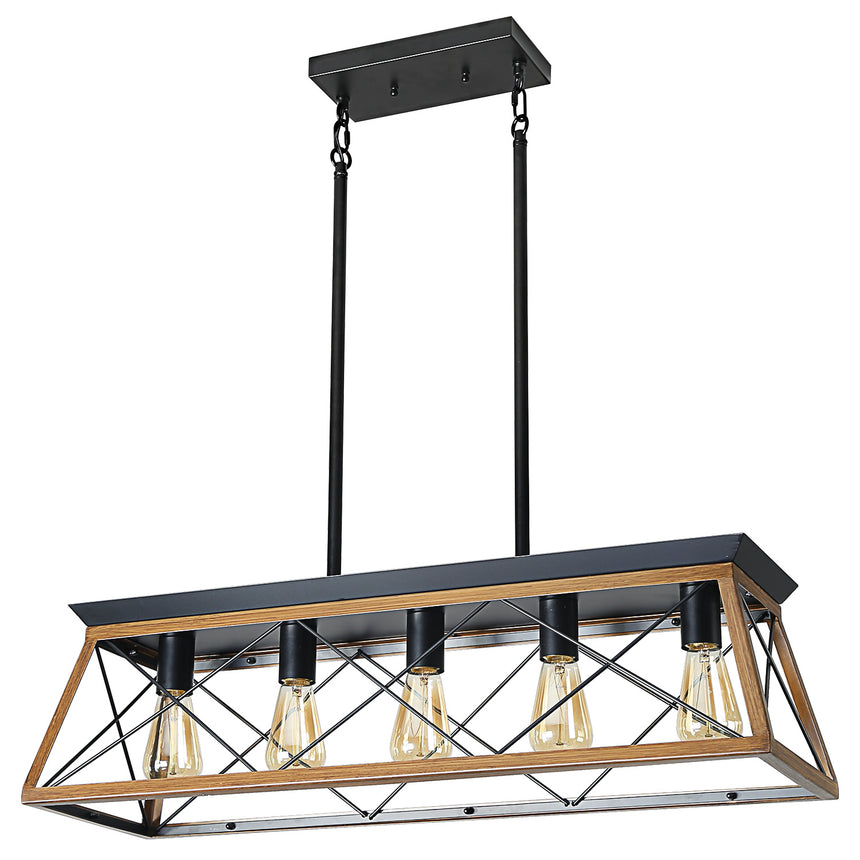Farmhouse Chandeliers With 5 Bulbs For Dining Room Walnut - Julia M LifeStyles