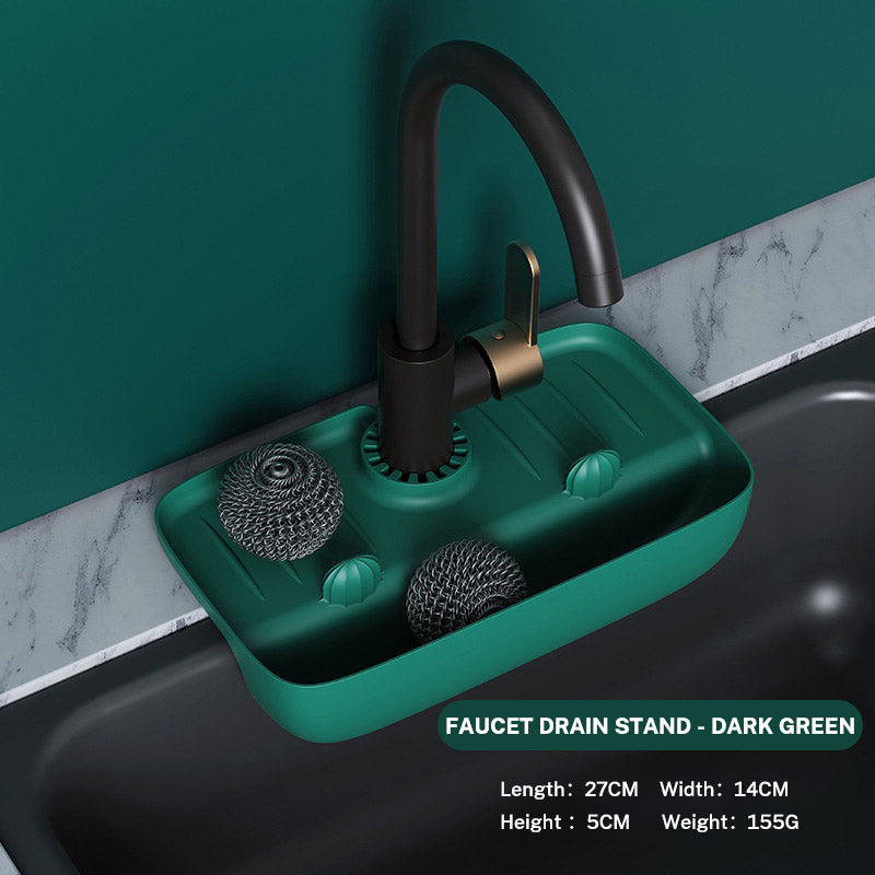 Faucet Splash Proof Drainage Rack, Sink Water Collection Pad, Kitchen Cloth, Sponge Wipe, and Drainage Storage Rack Julia M Home & Kitchen