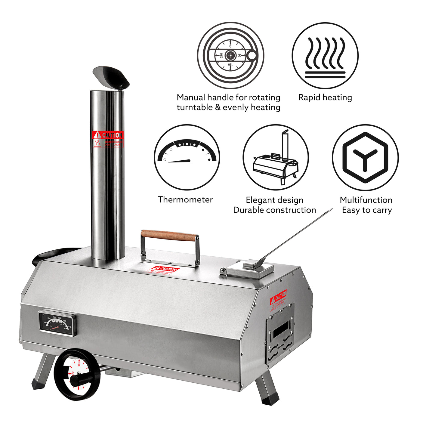 Semi-Automatic Silver 12 Outdoor Pizza Oven Portable Wood Fired Pizza Oven - Julia M LifeStyles