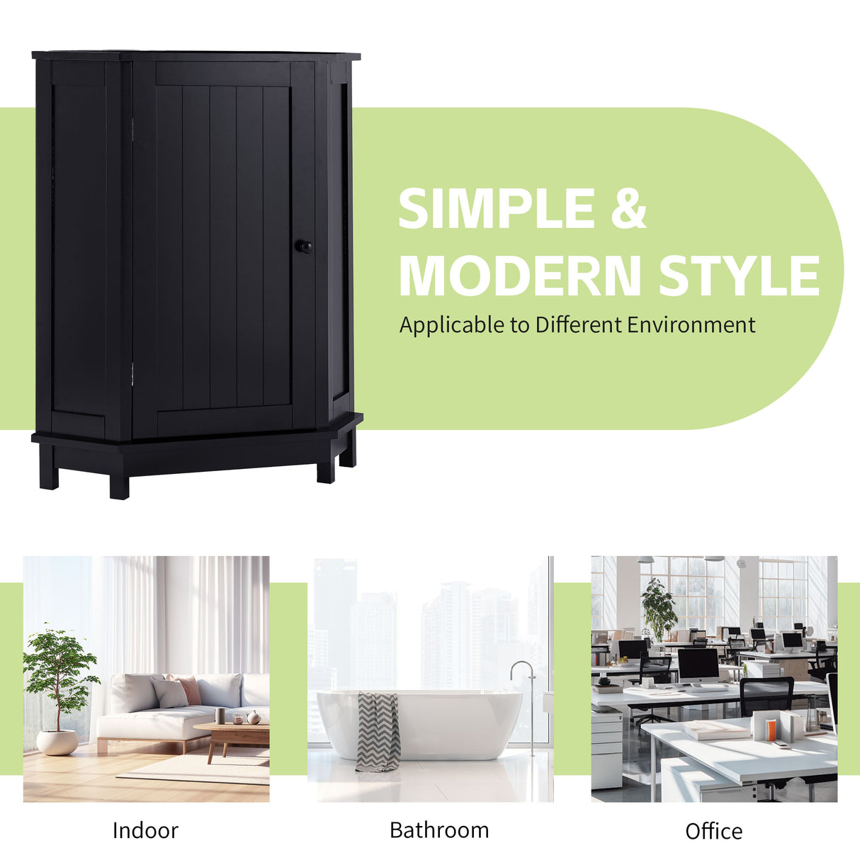 Black Bathroom Cabinet Triangle Corner Storage Cabinet with Adjustable Shelf Modern Style MDF Board - Julia M LifeStyles
