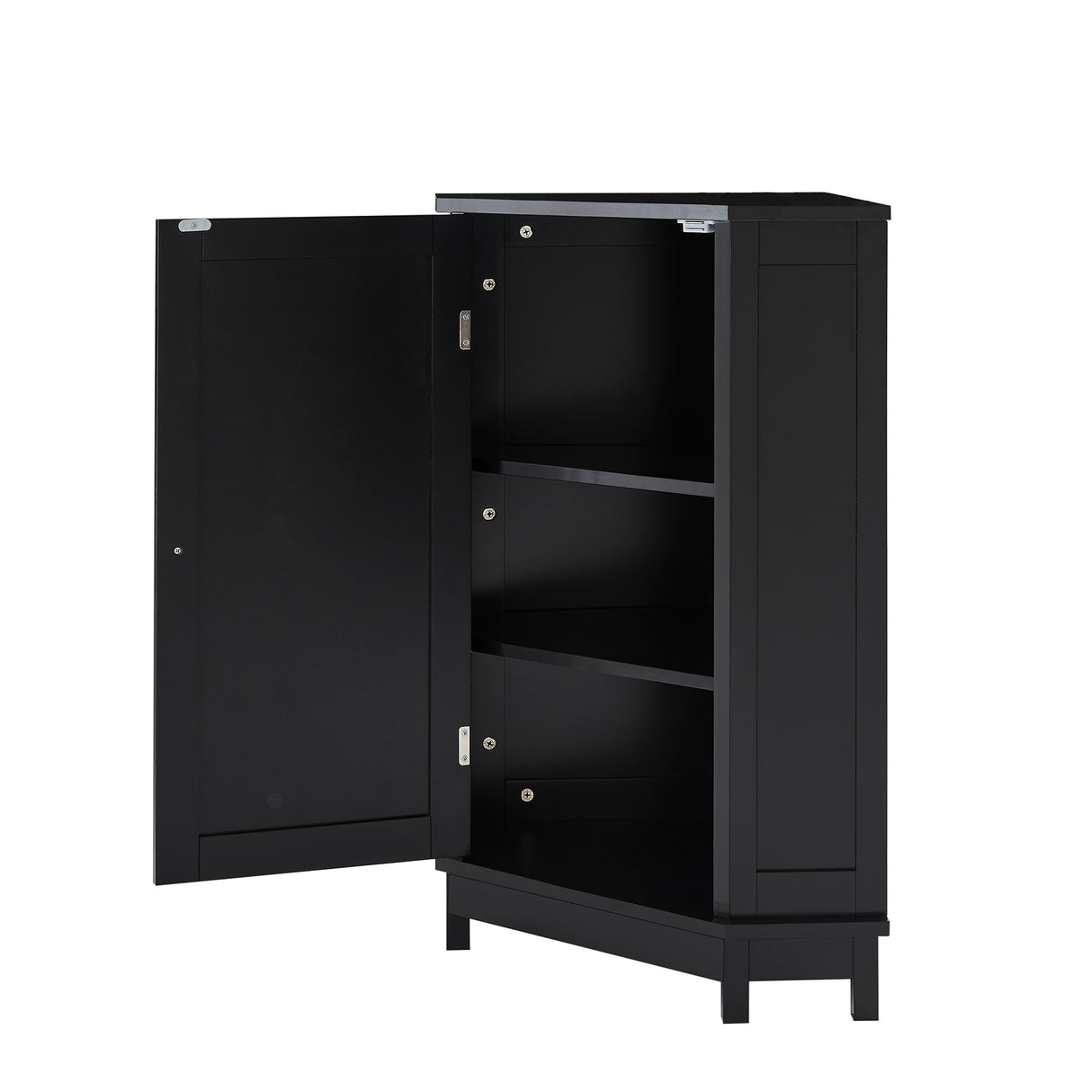 Black Bathroom Cabinet Triangle Corner Storage Cabinet with Adjustable Shelf Modern Style MDF Board - Julia M LifeStyles