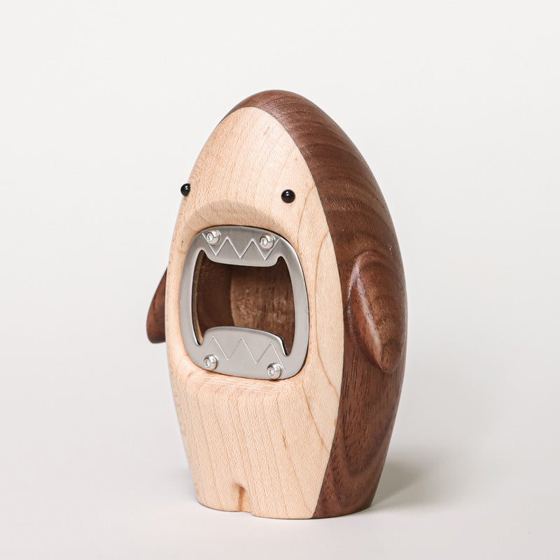 Solid wood shark beer bottle opener creative personality cute screwdriver desktop decoration home cartoon bottle opener decoration - Julia M LifeStyles