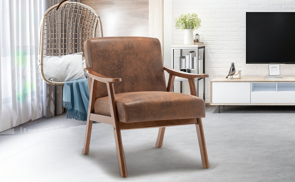 Medieval modern chair, solid wood frame living room chair, accent chair with ultra thick backrest - Julia M LifeStyles