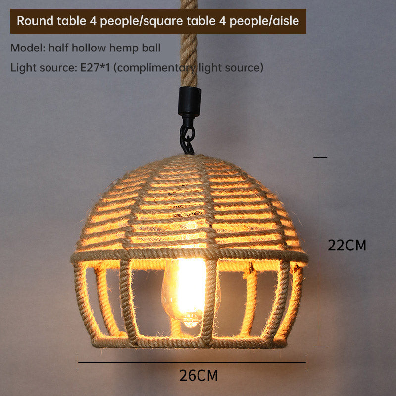 Retro Industrial Hemp Rope Pendant Lamp for Home & Commercial Spaces Julia M Home & Kitchen