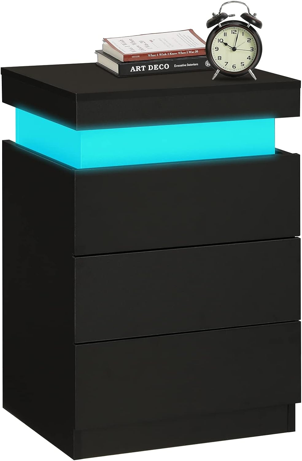 LED Black Nightstand Modern Multi-Colour LED Night Table Bedside Tables for Bedroom, Living Room - Julia M LifeStyles