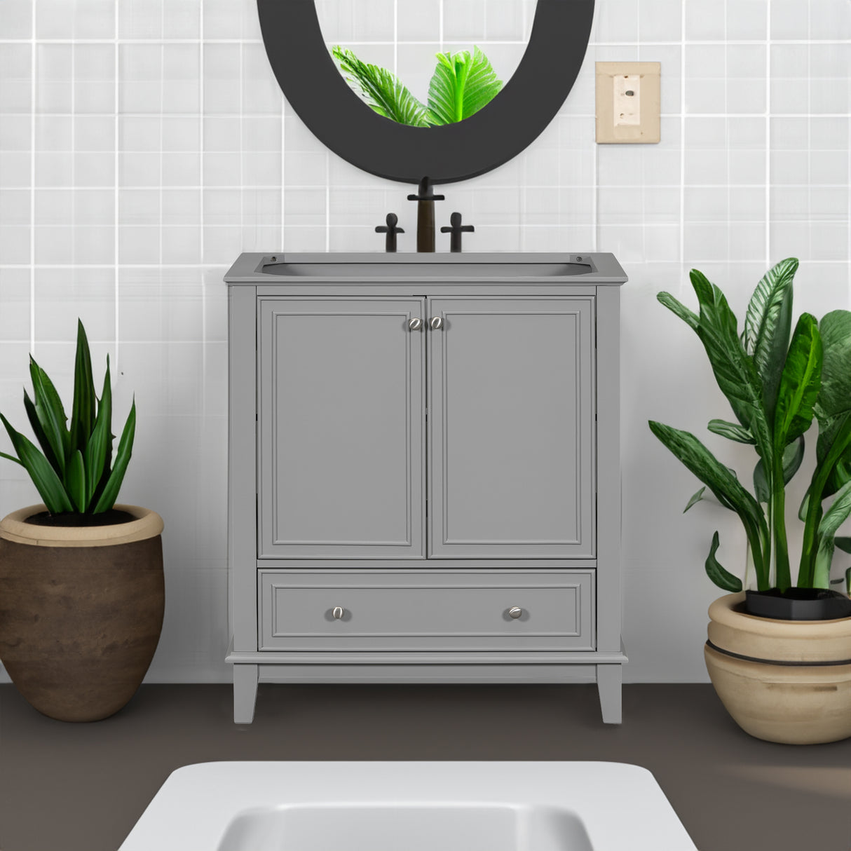 30 inch bathroom vanity no sink base only gray - Julia M LifeStyles