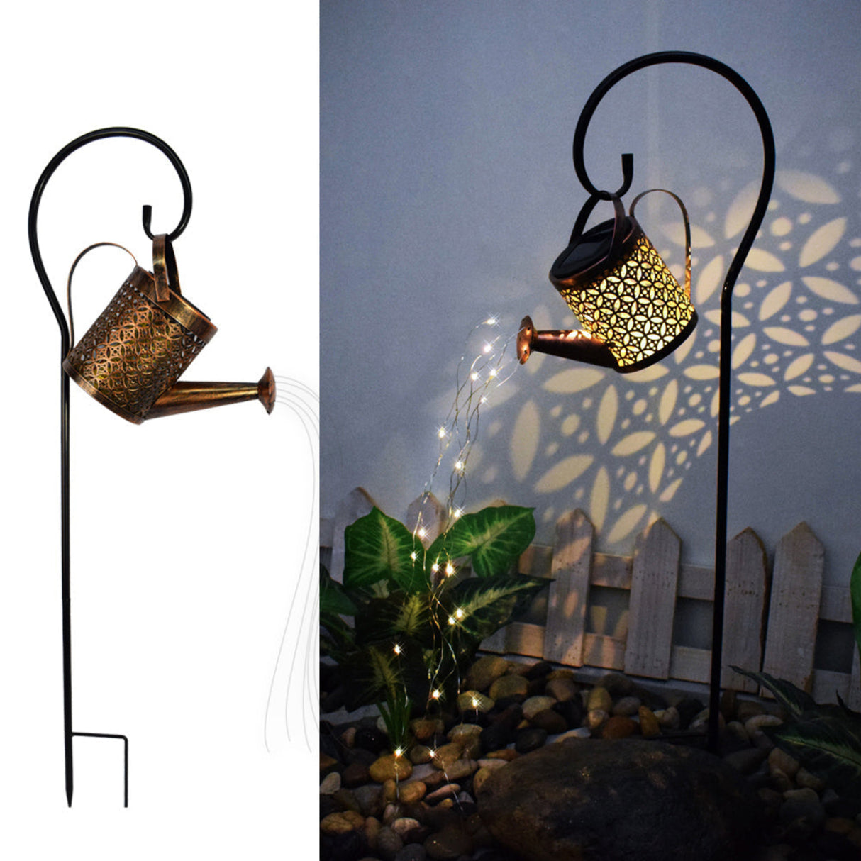 Elegant Solar Wrought Iron Kettle Projection Lamp for Outdoor Décor Julia M Home & Kitchen