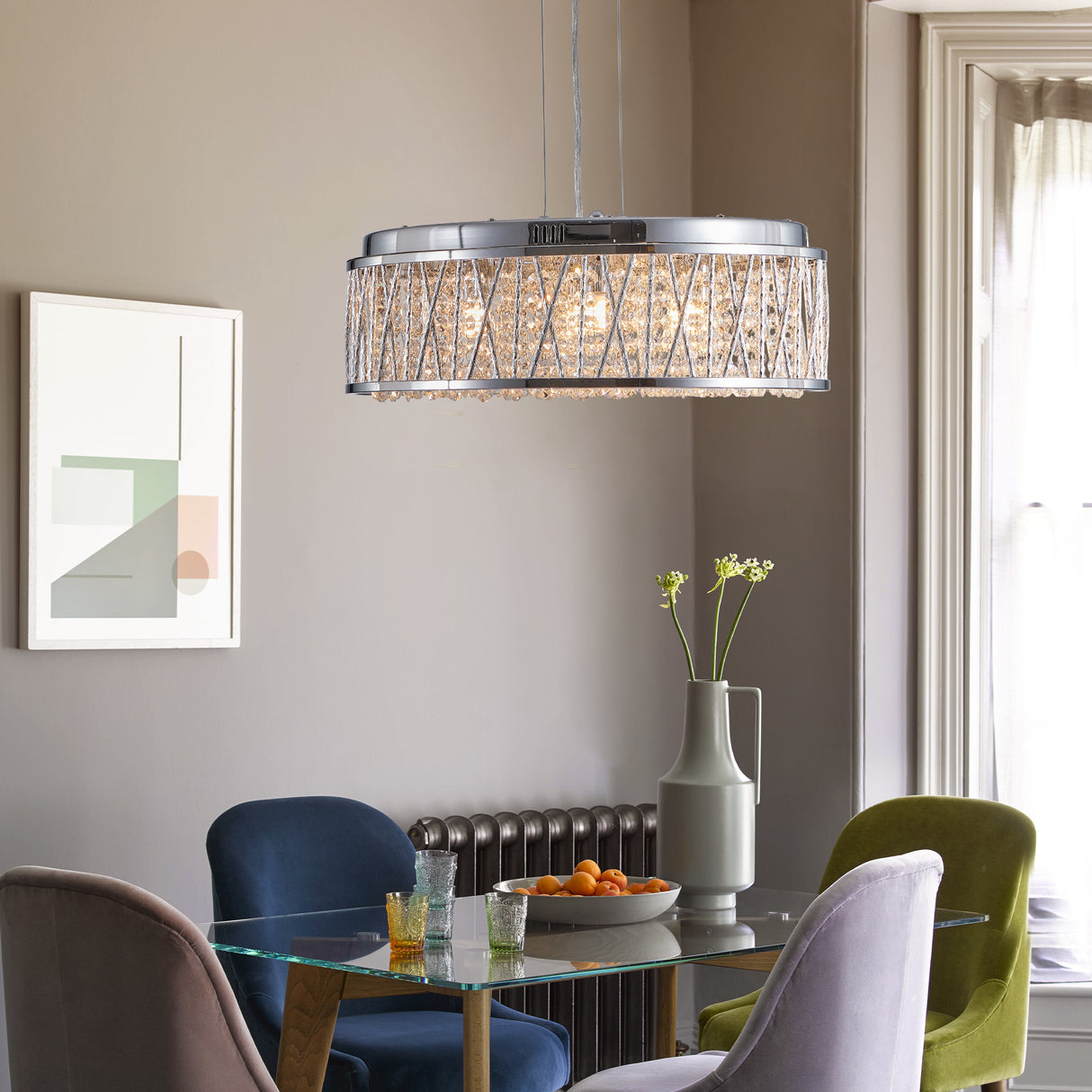 Modern Crystal Ceiling Light – Round Flush Mount Chandelier