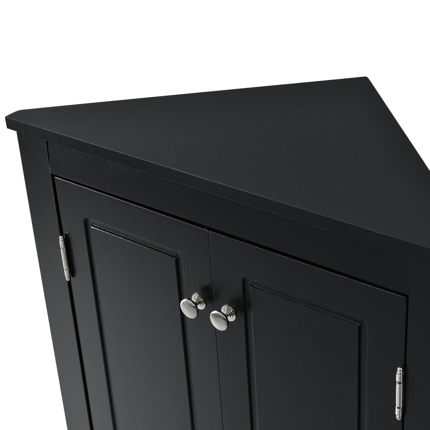 Black Triangle Bathroom Storage Cabinet with Adjustable Shelves, Freestanding Floor Cabinet for Home Kitchen - Julia M LifeStyles