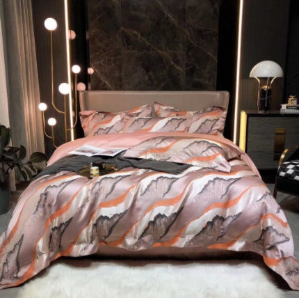 Luxury Retro Style Black Gold Jacquard Cotton Bed Set