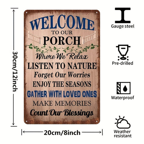 Welcome to Our Haven" Vintage Distressed Aluminum Porch Sign – Rustic Metal Art with Scrollwork Frame & Fleur-de-Lis Accents Julia M LifeStyles