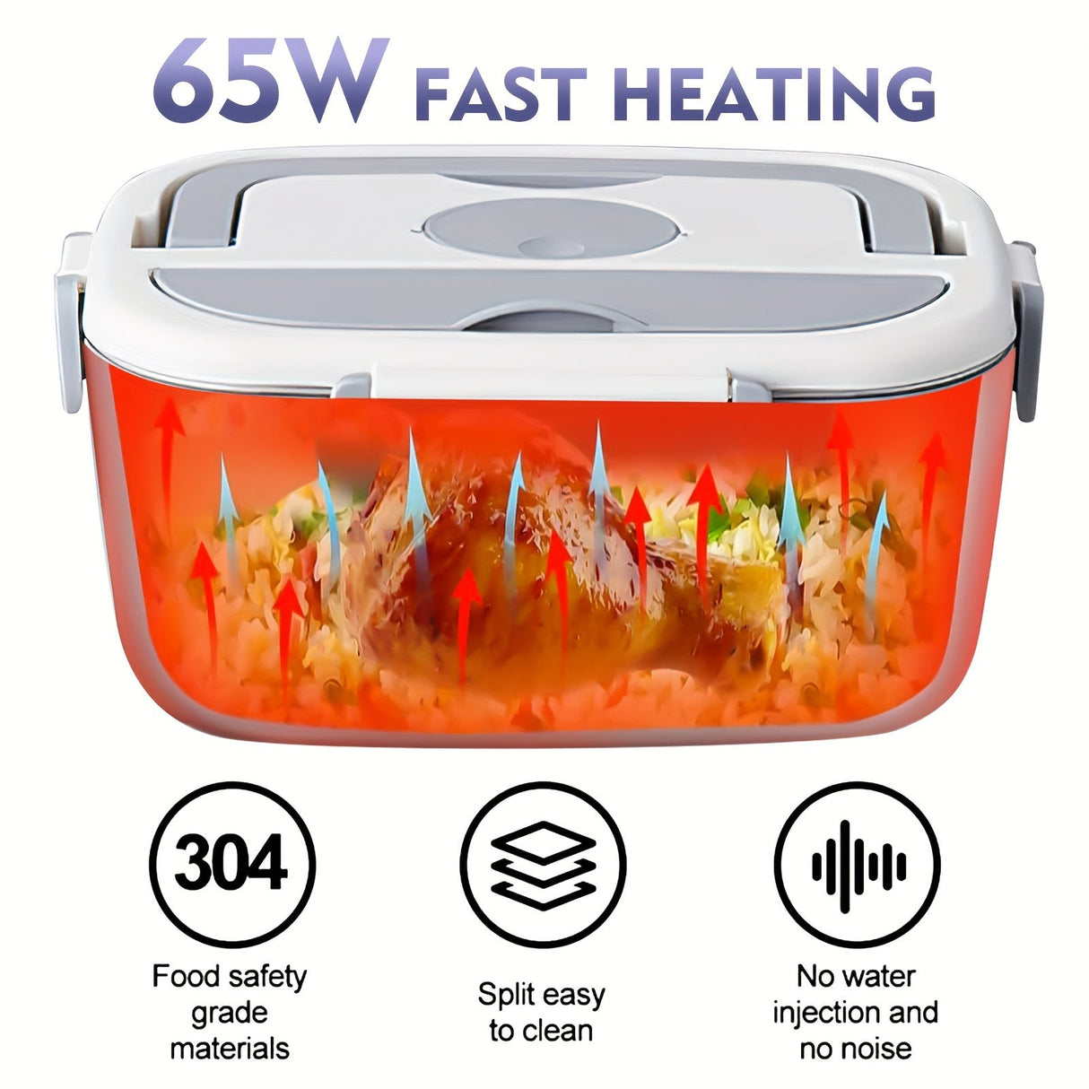 65W Electric Lunch Box Heater - Portable Food Warmer with Stainless Steel Tray Julia M Home & Kitchen