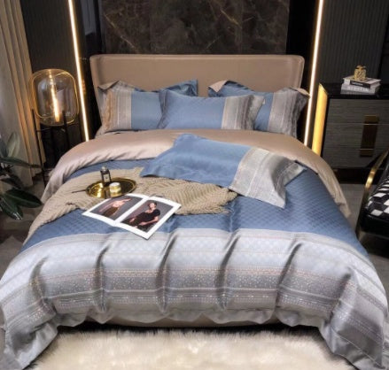 Luxury Retro Style Black Gold Jacquard Cotton Bed Set