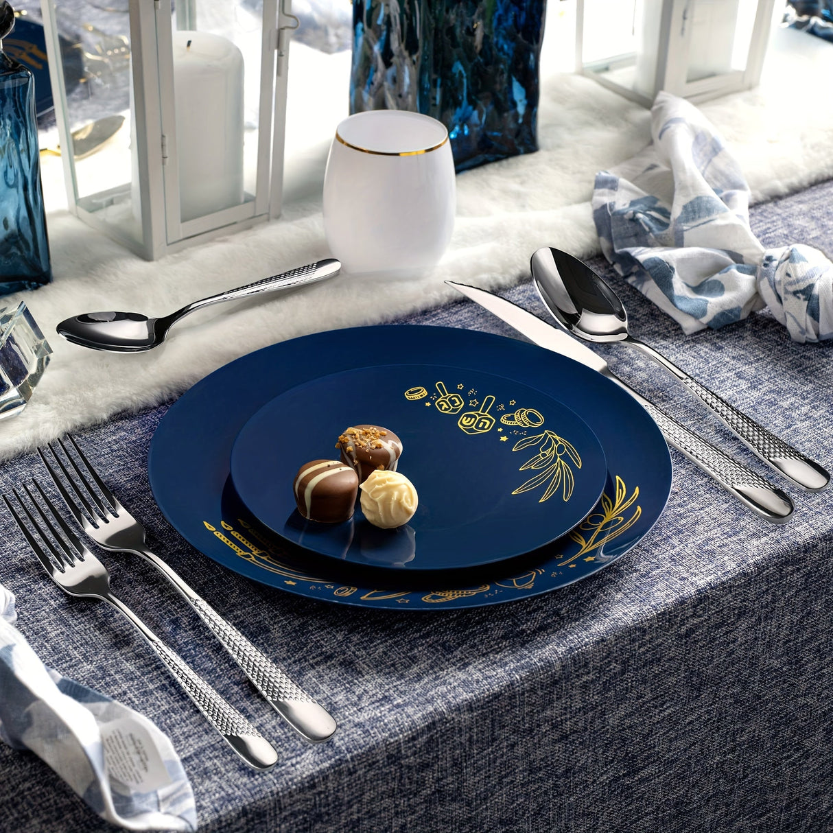 40pcs Modern Hammered Stainless Steel Flatware Set for 8 Julia M LifeStyles