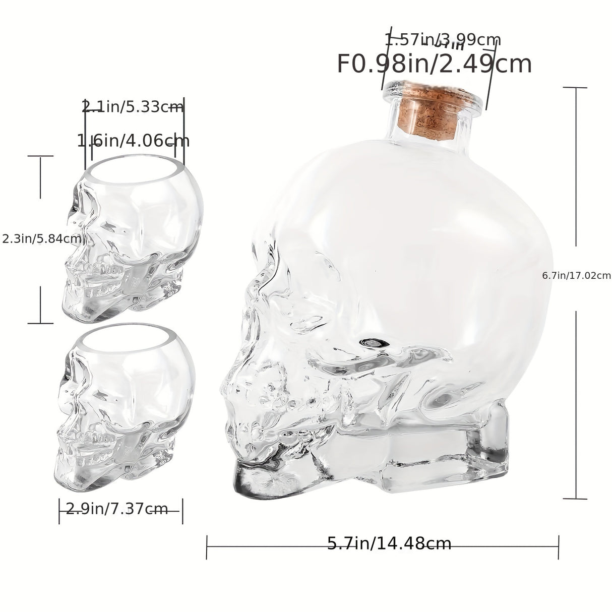 Skull Decanter Kit, 750ml/25.4oz Crystal Wine Decanter With 2pcs 3oz Skull Glasses - Julia M LifeStyles