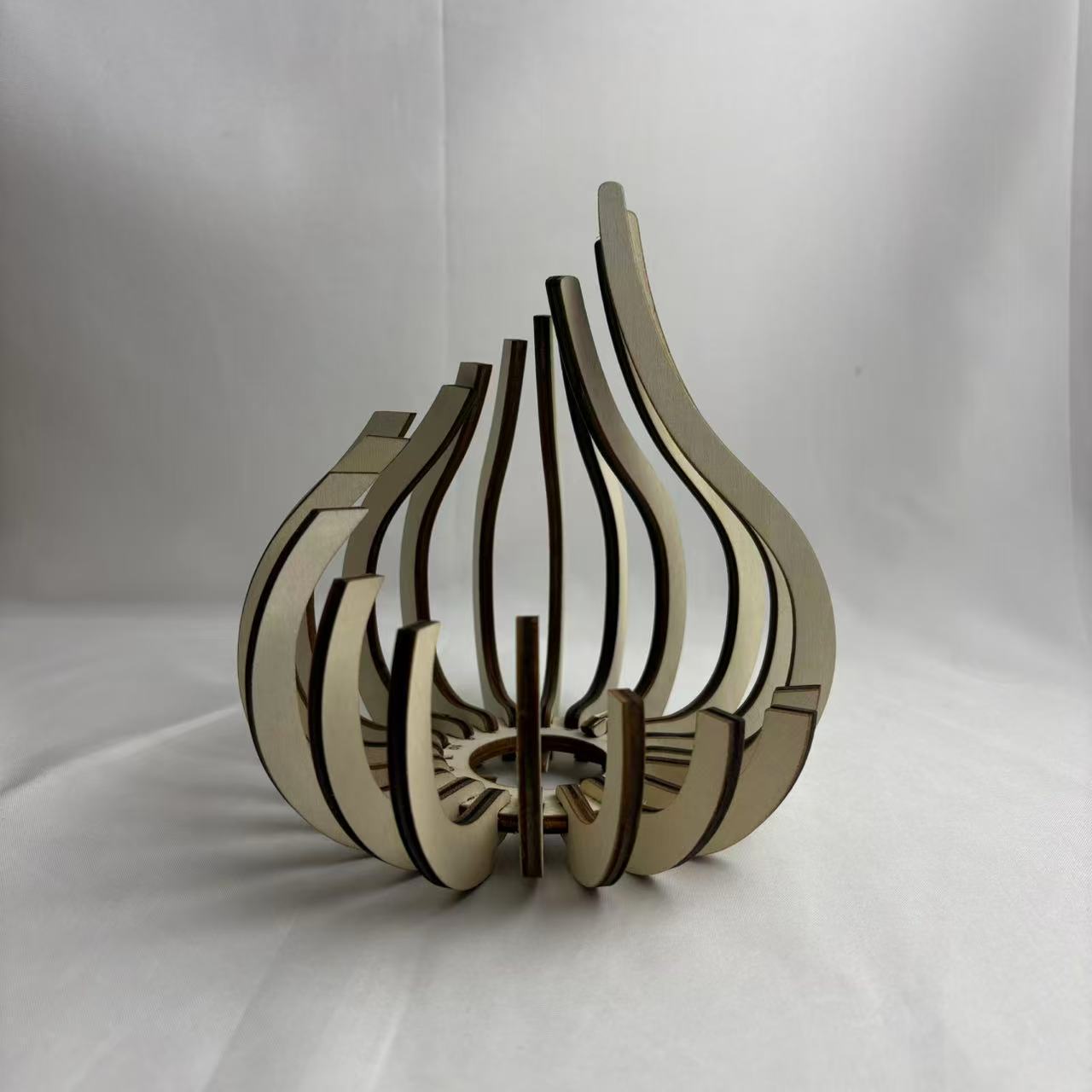 Elegant Lotus-Shaped Wooden Candle Holder Display Shelf
