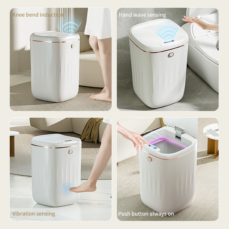 Xiaomi White Light Luxury Intelligent Sensor Garbage Can Home Living Room Silent Slow Drop Kitchen Touch-Free Open Lid Garbage Can Julia M Home & Kitchen