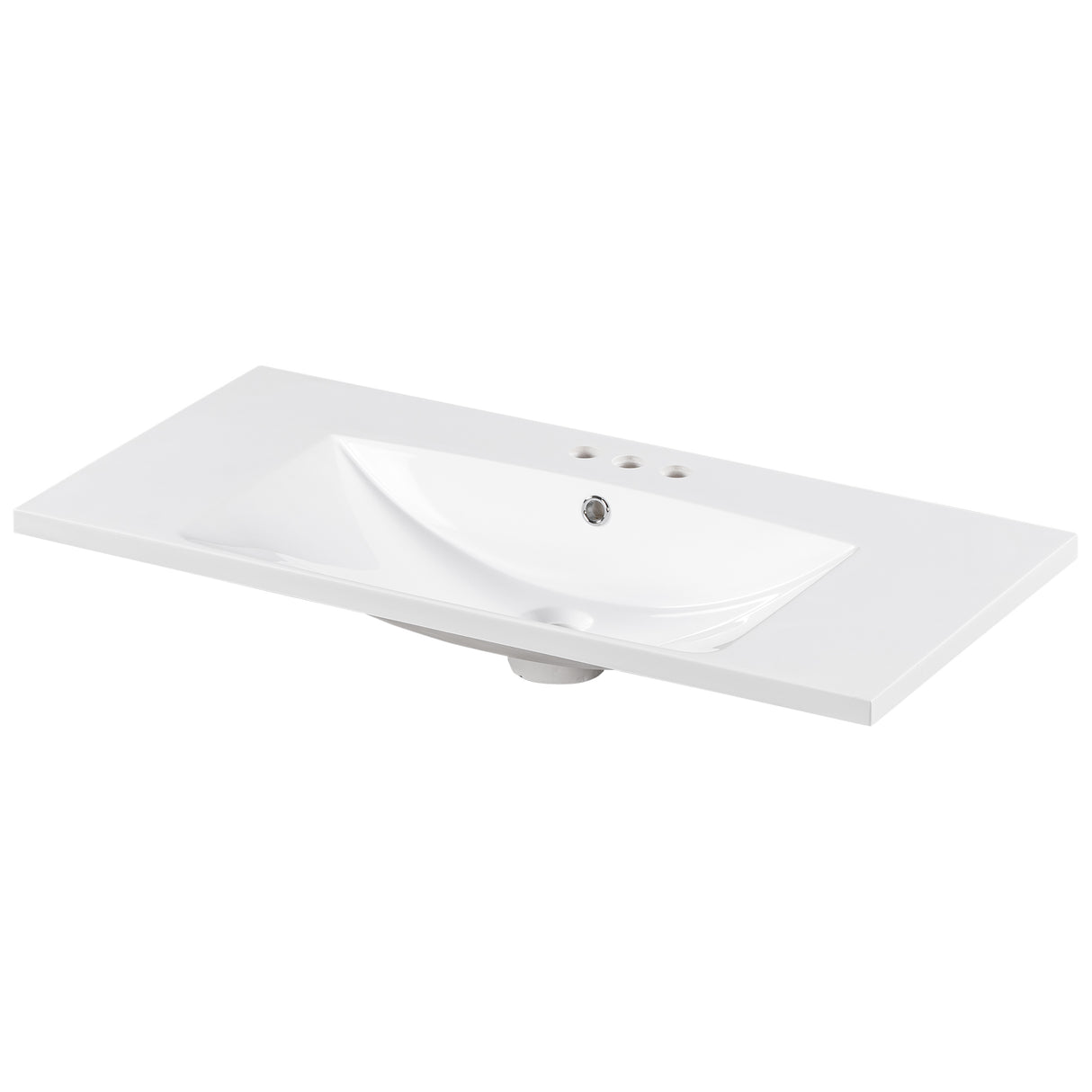 36" Single Bathroom Basin Sink, Vanity Top Only, 3-Faucet Holes, Resin - Julia M LifeStyles
