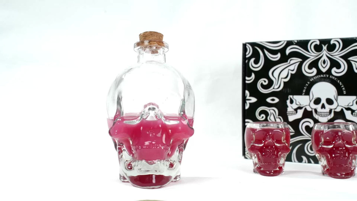 Skull Decanter Kit, 750ml/25.4oz Crystal Wine Decanter With 2pcs 3oz Skull Glasses - Julia M LifeStyles