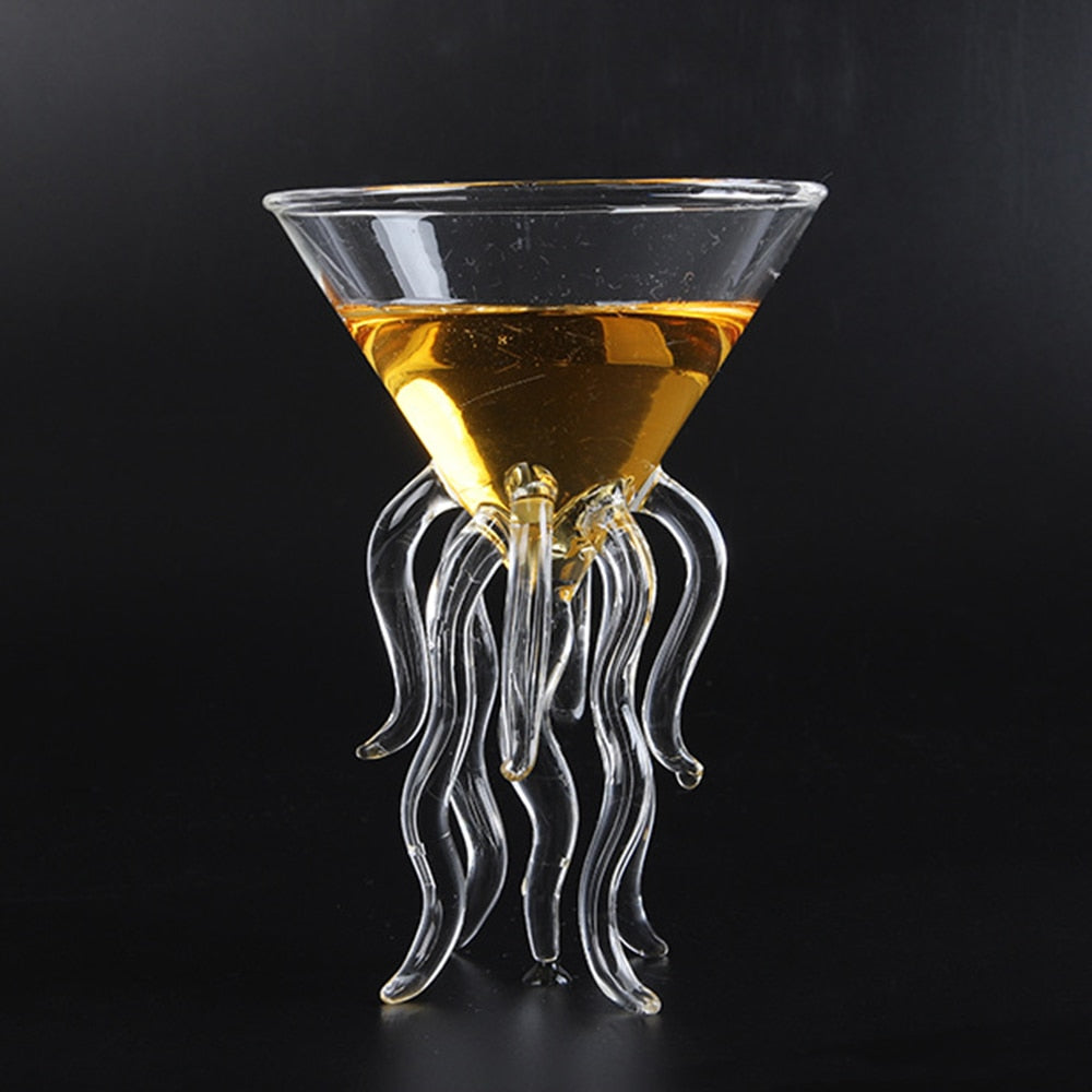 Octopus Cocktail Glass Transparent Jellyfish Glass Cup Juice Glass Goblet Conical Wine Champagne Glass