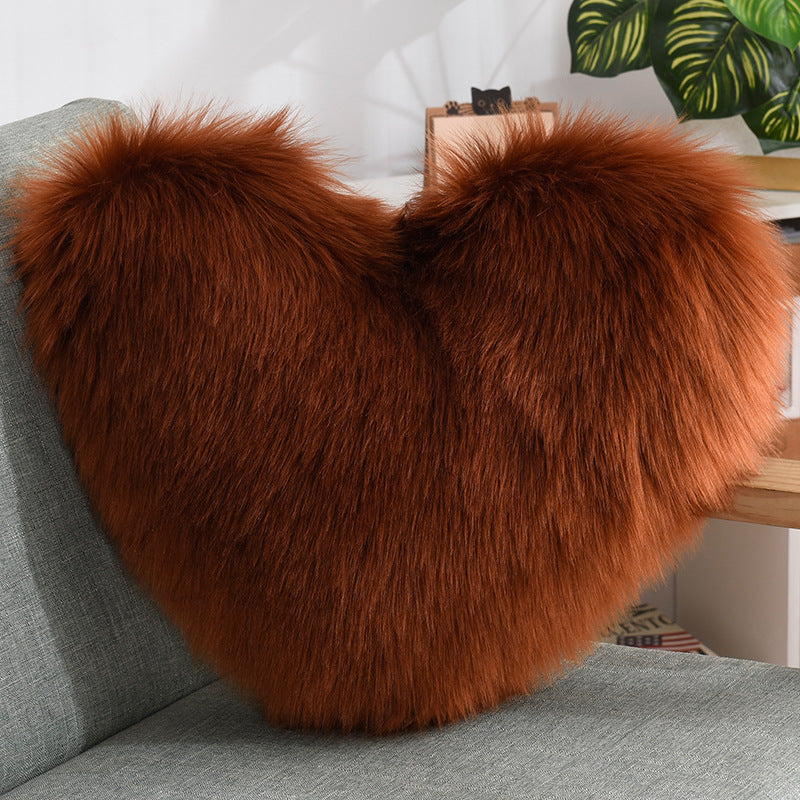 Heart-Shaped Long Plush Fluffy Cushion Cover - Julia M LifeStyles