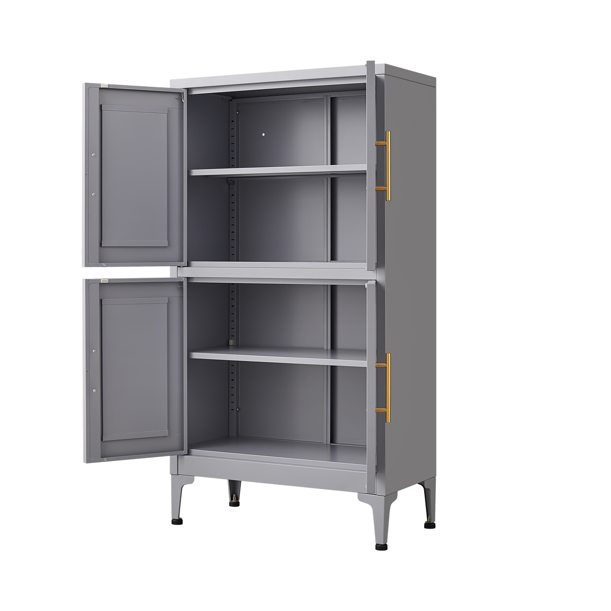 Grey metal kitchen storage cabinet, kitchen pantry storage cabinet with door and shelf, adjustable leveling feet eprolo