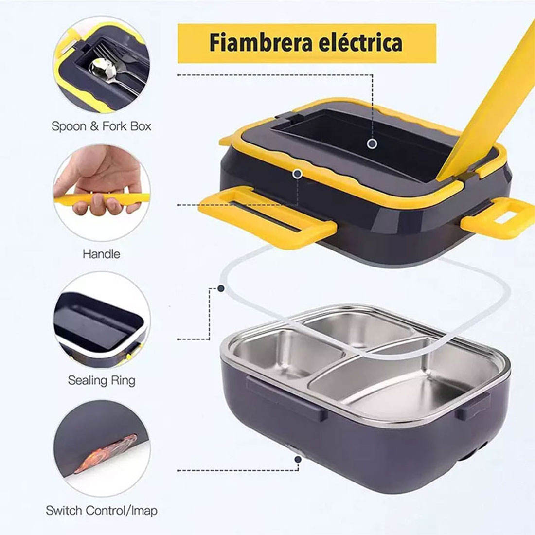 Kitchen ware 1.5L Cookware Sets Heater Portable Electric Lunch Boxes stainless steel Container with Insulation Bag for Car Truck Julia M Home & Kitchen