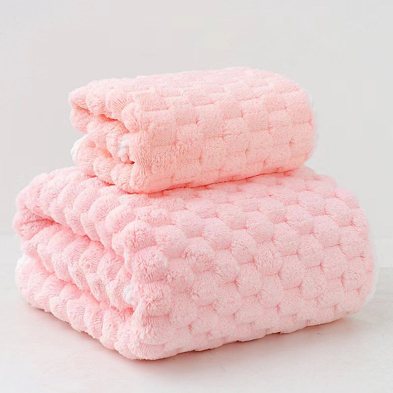 Wide Stripe Dark Stripe Coral Velvet Printing Towels Suit