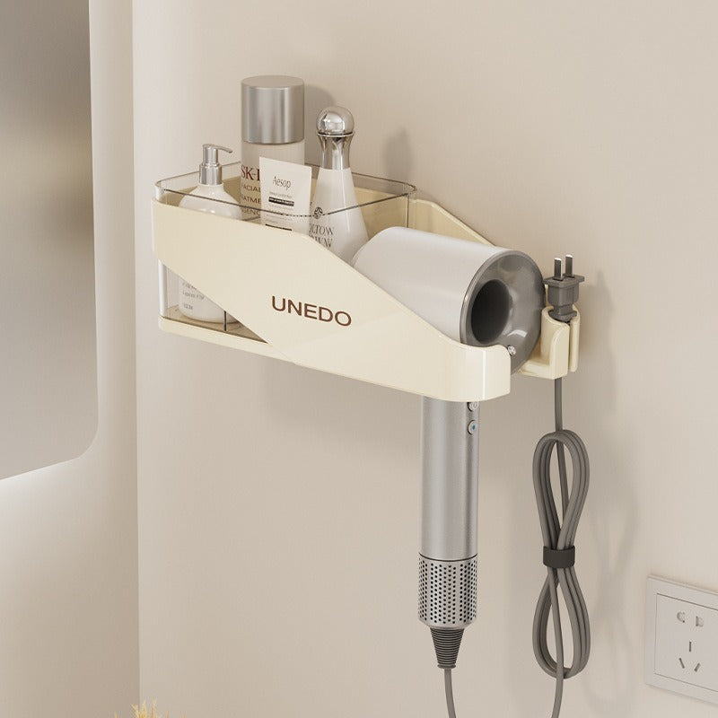 Cream hair dryer storage rack, non perforated wall mounted bathroom hair dryer rack, hair dryer holder, bathroom rack - Julia M LifeStyles