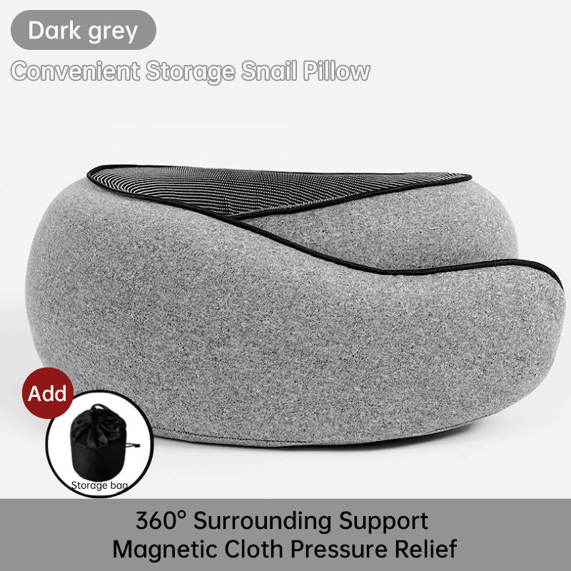 Travel Neck Pillow Memory Foam U-shaped Pillow Snail Style Travel Neck Support Portable Adjustable Soft Noon Break Sleep Pillows - Julia M LifeStyles