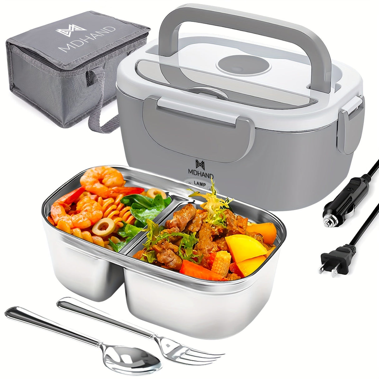65W Electric Lunch Box Heater - Portable Food Warmer with Stainless Steel Tray Julia M Home & Kitchen