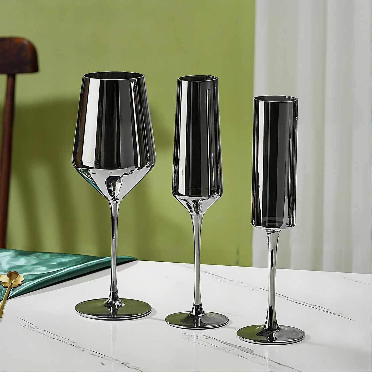 Electroplated Black Crystal Brandy Goblet - Smoky Gray Elegance Julia M Home & Kitchen