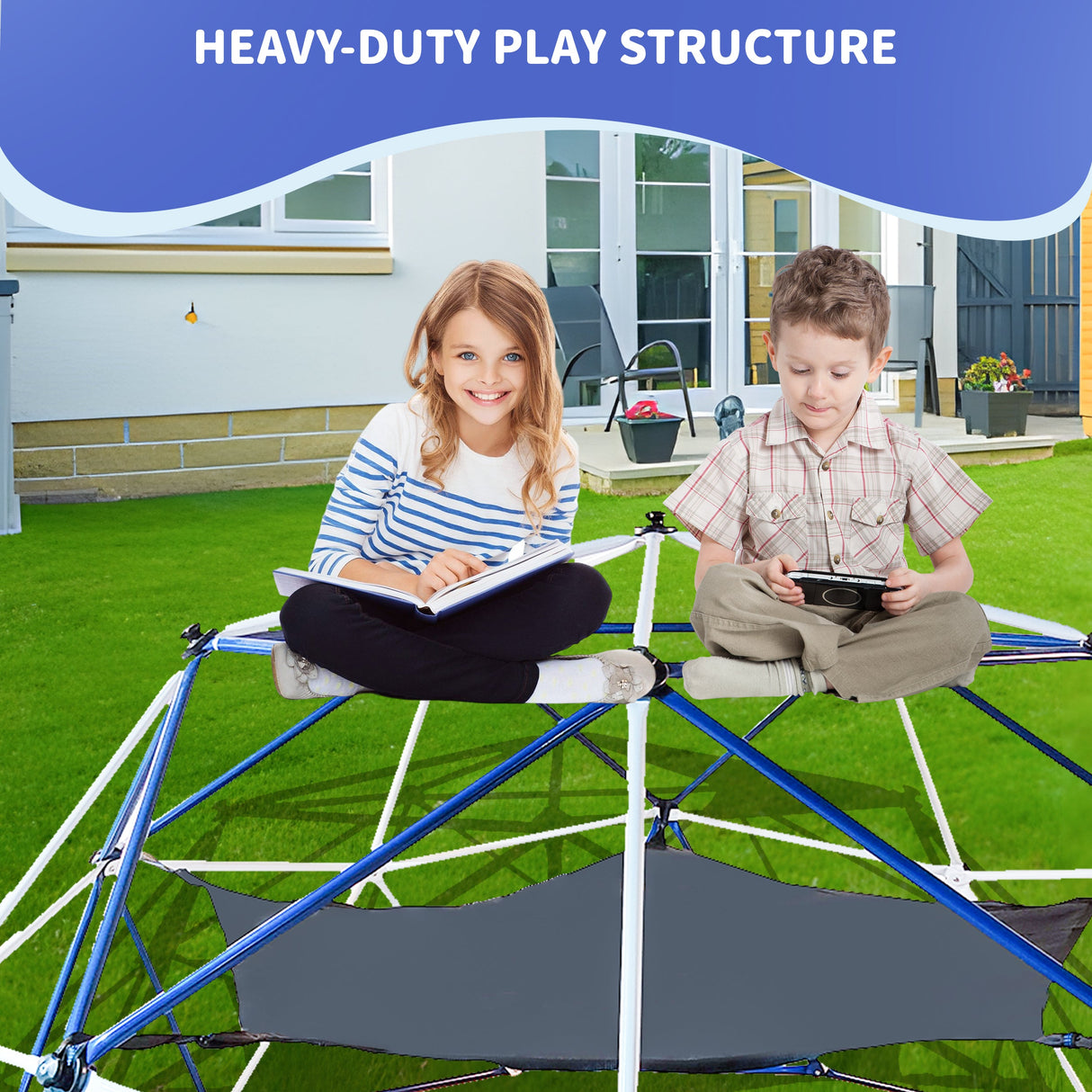 10FT Climbing Dome for Kids Jungle Gym Apply To Park Dome Climber With Hammock Playground Equipment eprolo