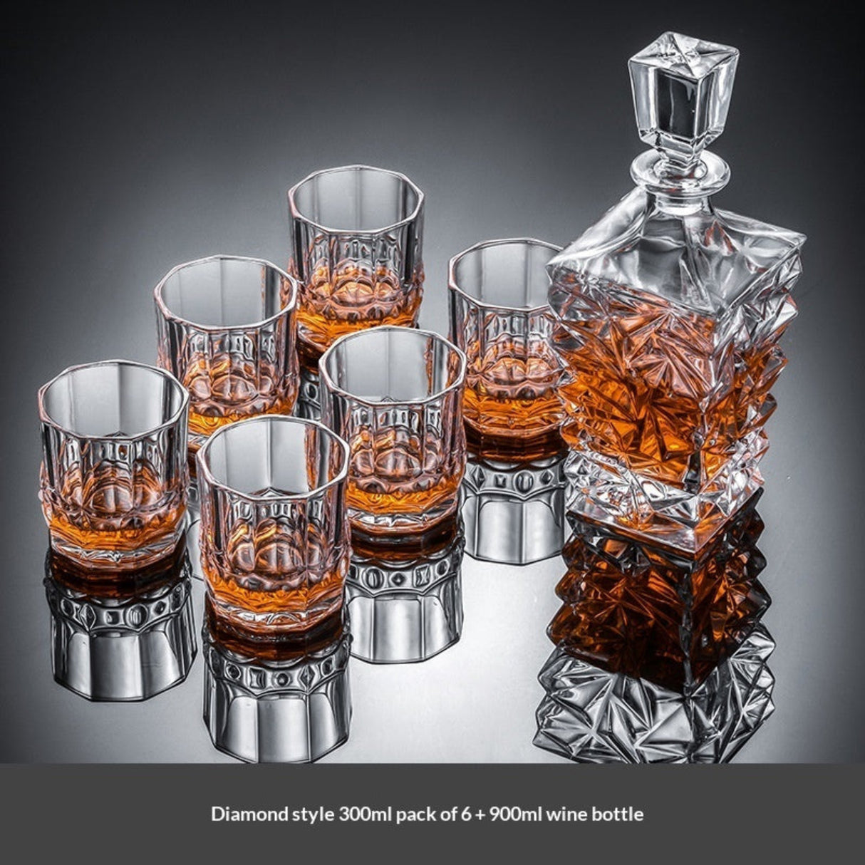 Whiskey Glass & Decanter Set | 7-Piece Barware Set
