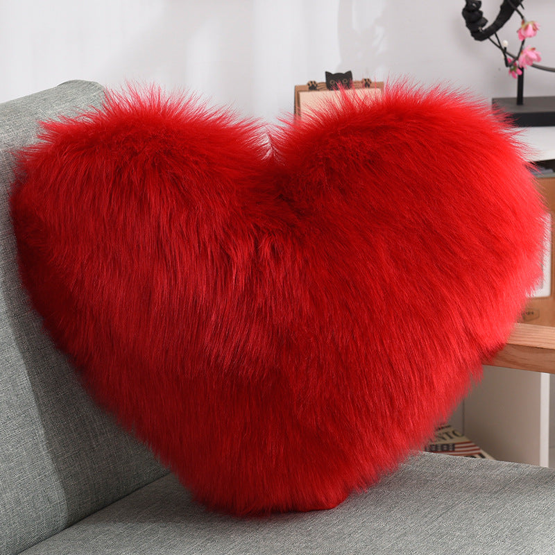 Heart-Shaped Long Plush Fluffy Cushion Cover - Julia M LifeStyles