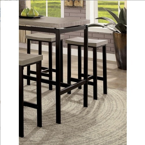 5 Pc Counter Height Table Set Two Tone Design Black Gray Dining Chairs Sturdy Metal Construction PVC Plastic Top Dining Room Furniture Julia M Home & Kitchen