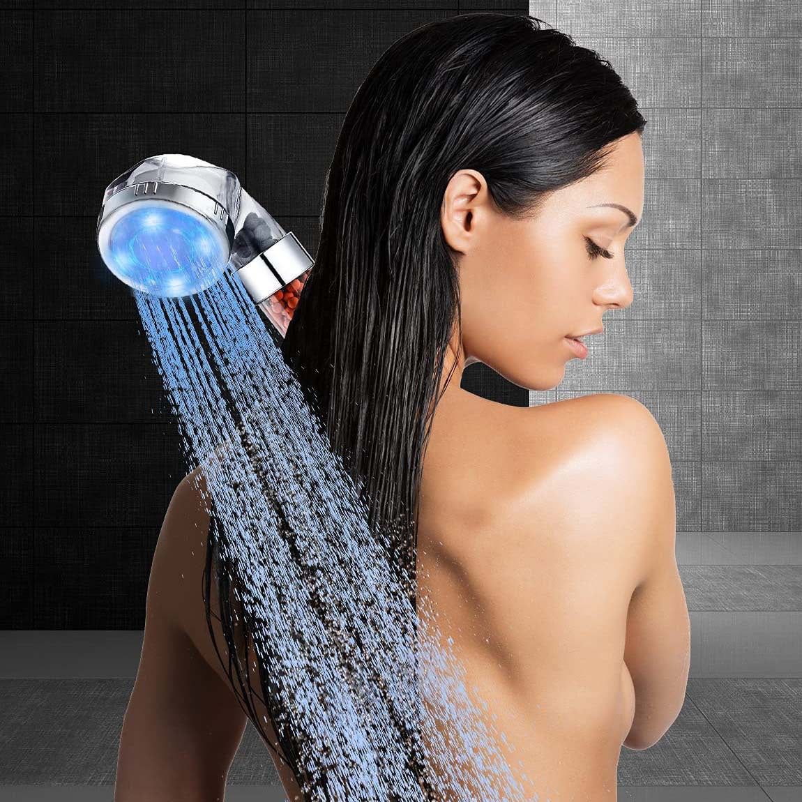 European Style LED Color Changing Shower Head with Temperature Control Julia M Home & Kitchen