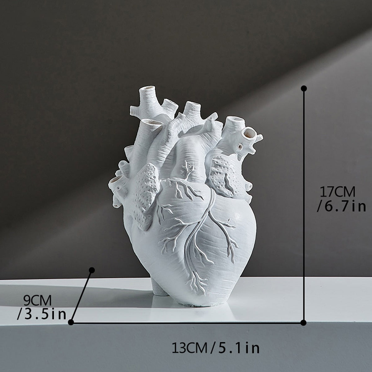 Heart-Shaped Flower Vase Resin Ornament Desktop Living Room Plant Pot Table Decoration Craft Julia M Home & Kitchen
