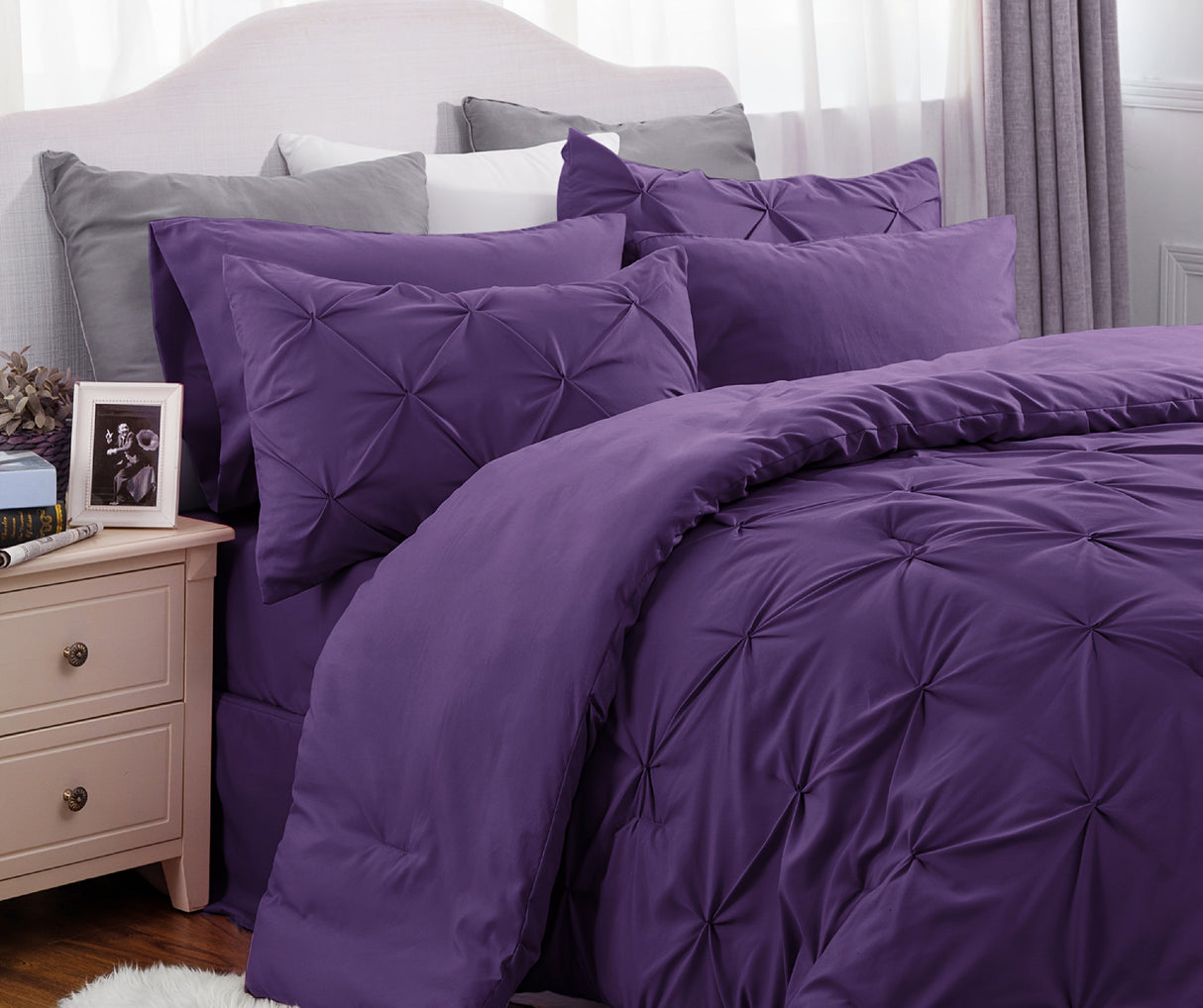 Cozy Pinch Pleat 5/7pcs Comforter Set by Bedsure Julia M LifeStyles