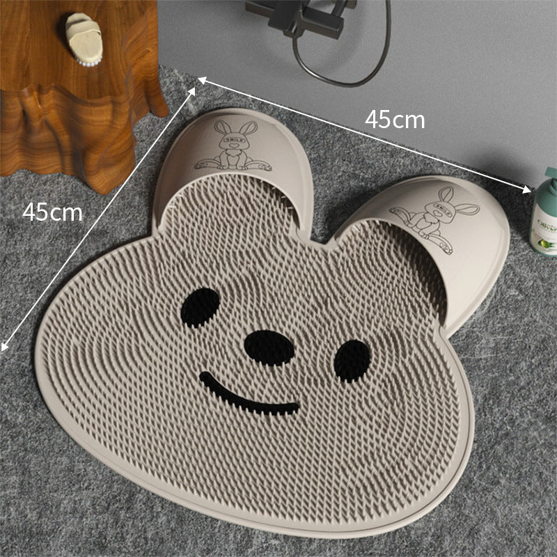Silicone rabbit rub foot artifact bathroom anti-slip mat rub back massage pad rub bath wash feet to dead skin shower mat Julia M Home & Kitchen