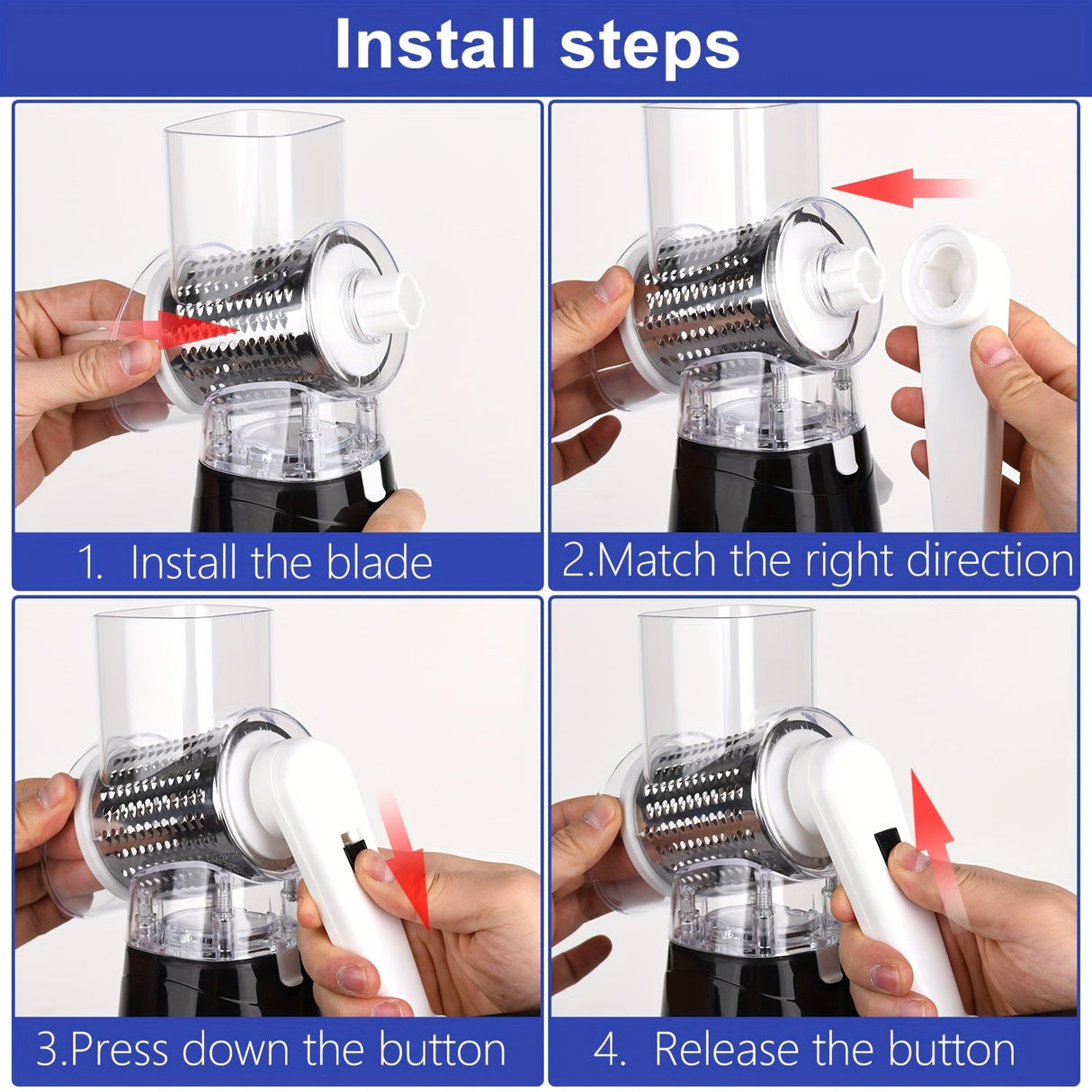 Rotary Cheese Grater and Vegetable Slicer - Kitchen Mandoline with 3 Interchangeable Blades, Easy-to-Clean for Fruits, Potatoes, Carrots, Nuts Julia M LifeStyles