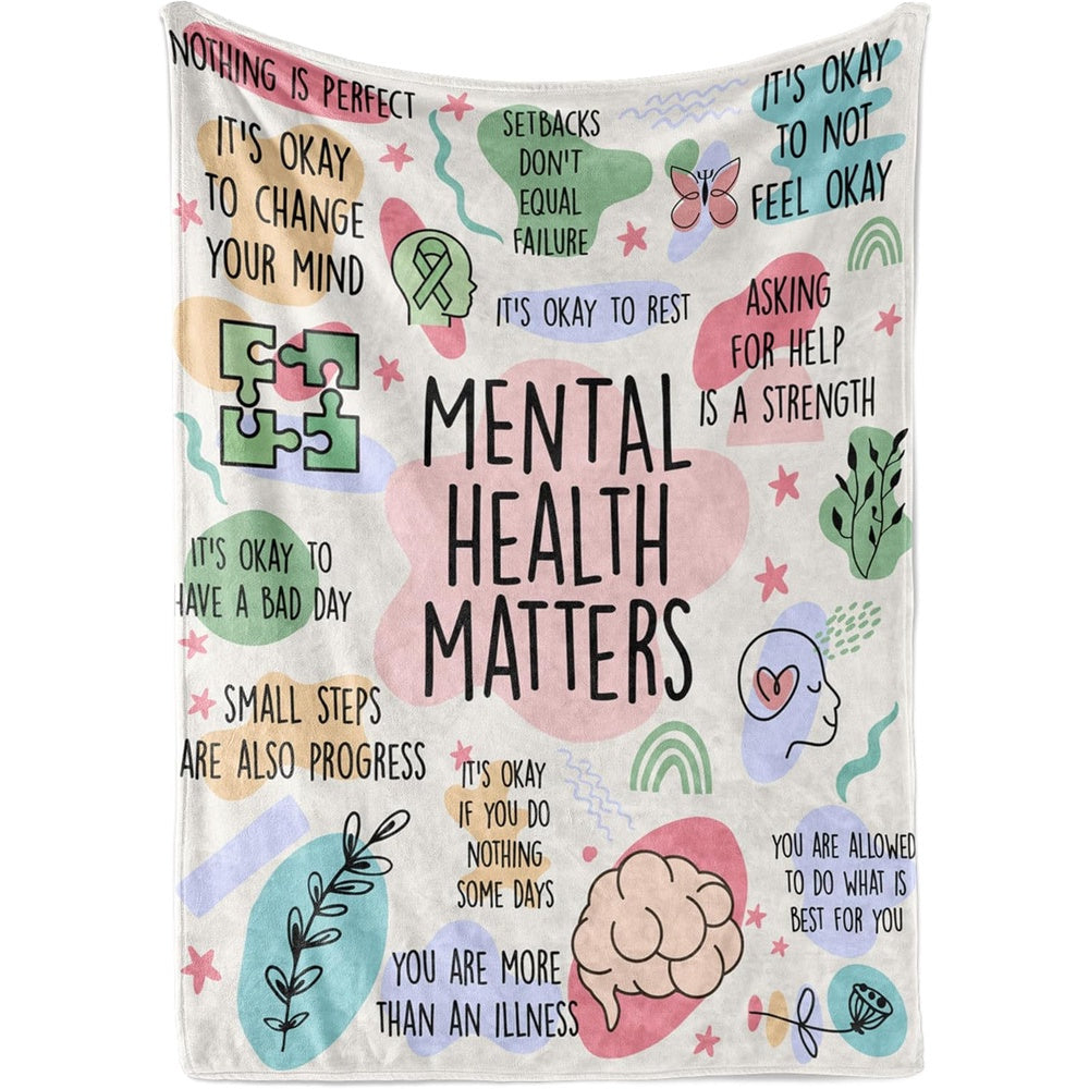 Mental Health Gifts for Men Women, Flannel Blankets Throws for Therapist, Perfect for Birthday Christmas Thanksgiving, 280g with 100.00% Polyester Flannel Blanket - Julia M LifeStyles