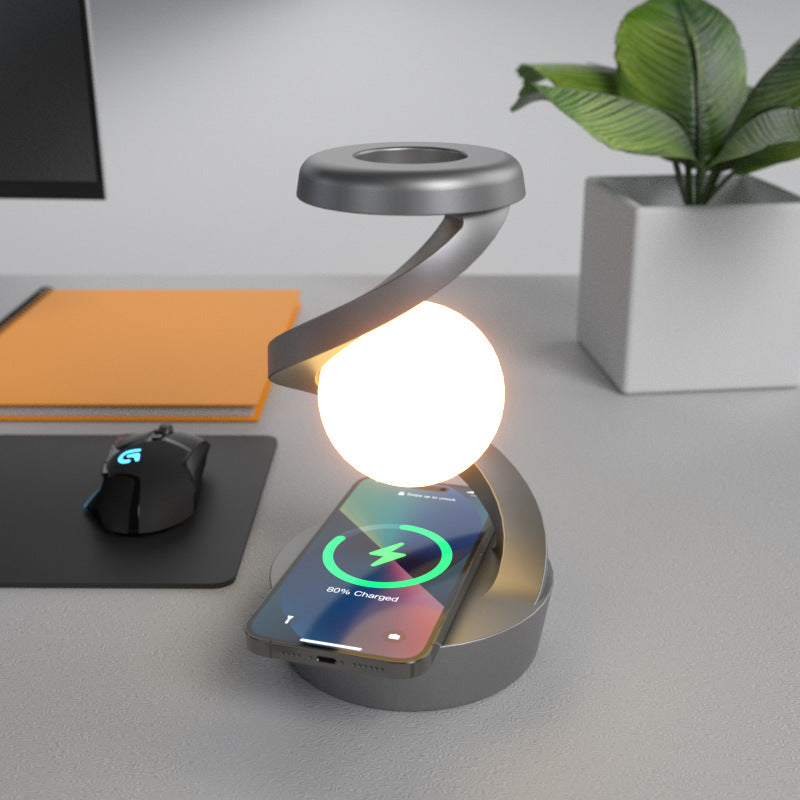 Floating and Spinning in Air with LED Moon Lamp RGB Floating Moon Table Lamp with Wireless Phone Charger for Office Bedroom Home Julia M Home & Kitchen